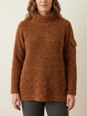 NWT Vintage Glensport Cognac Brown Turtleneck Long Sleeve Plush Sweater Sz 8